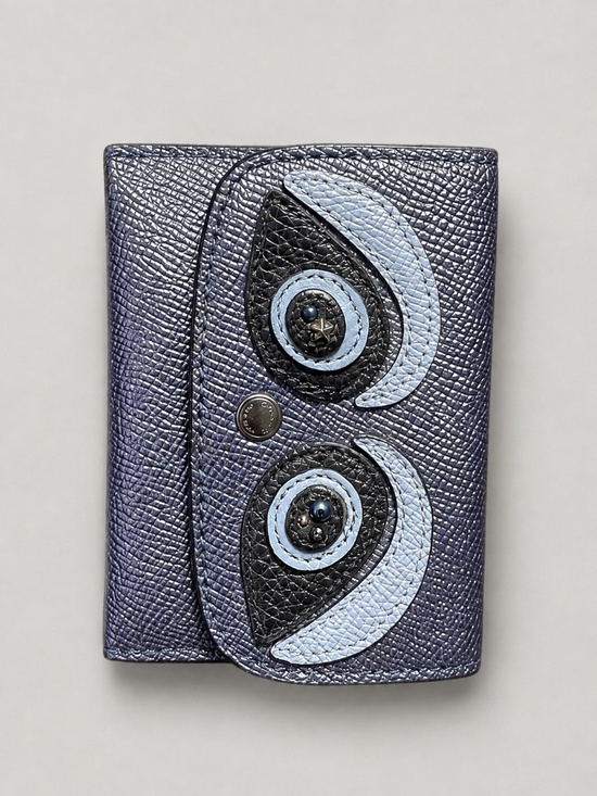 Coach Accessories - Coach 38926 Card Case With Owl Metallic Blue Refined Calf Leather